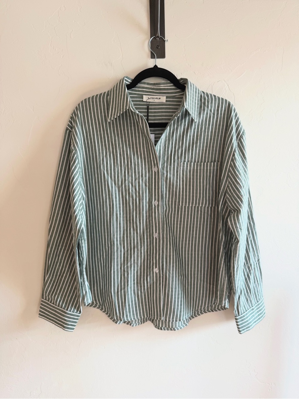 Butter Melon Striped Button-Down Shirt